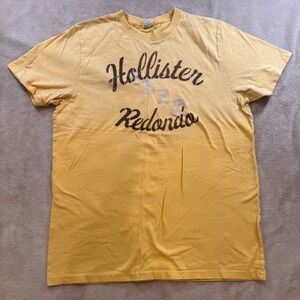 Hollister Y2K Yellow Redondo 1922 Graphic Tee Retro Surf Mens T-Shirt Sz XL